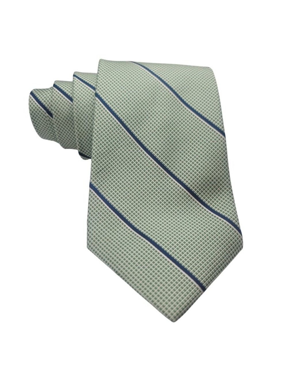 Izod Green & Blue Striped Silk Tie Classic Design Made In Costa Rica